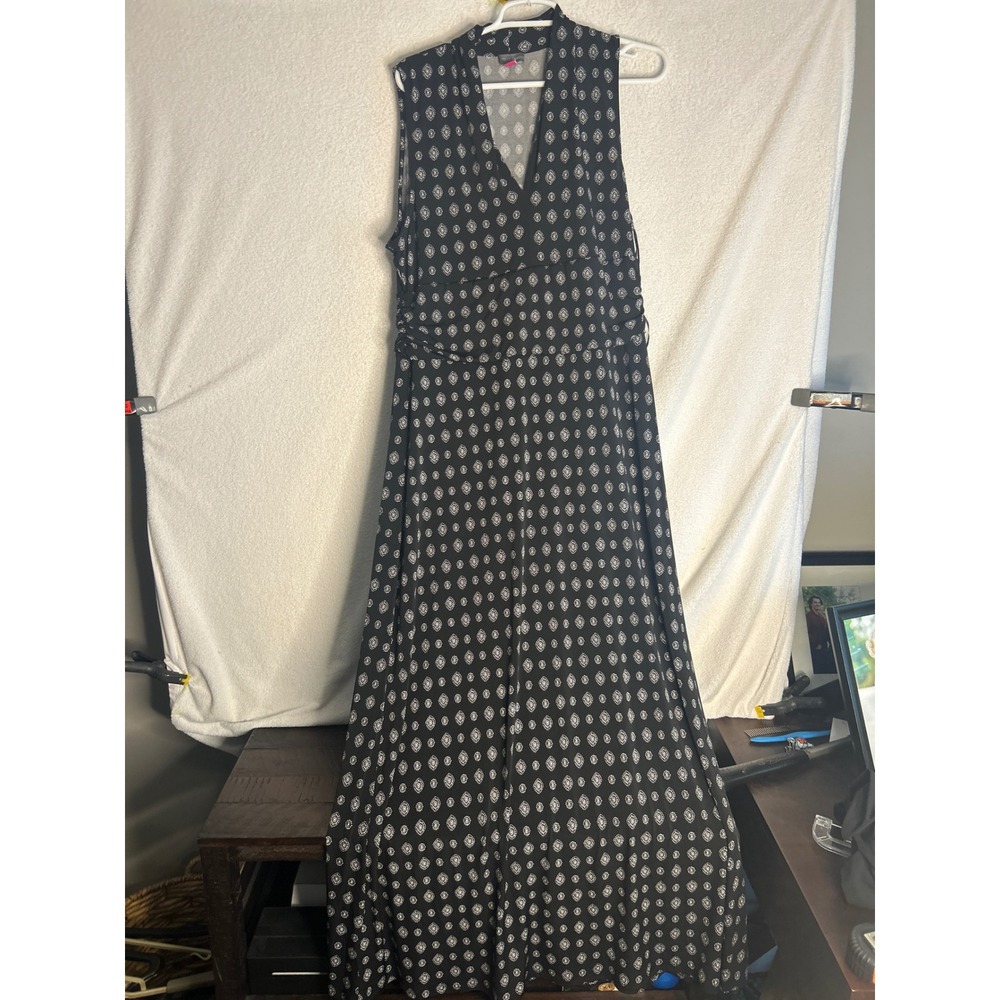 Vince Camuto Black White Medallion Print Sleeveless Maxi Dress XL